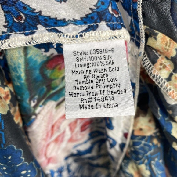 Johnny Was Dibble 100% Silk Maxi Dress XL Floral Long Sleeve Mixed Print Boho - Picture 3 of 5